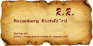 Rozenberg Richárd névjegykártya